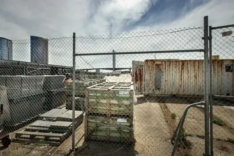 Illustrative camera coverage along an outdoor industrial fence line