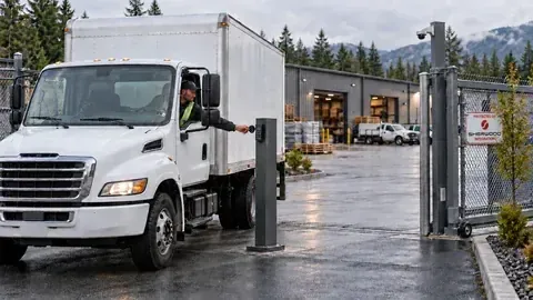 Illustrative vehicle entrance suited to a dedicated licence plate camera