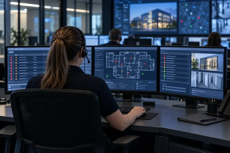 Illustrative monitoring operator reviewing incoming events